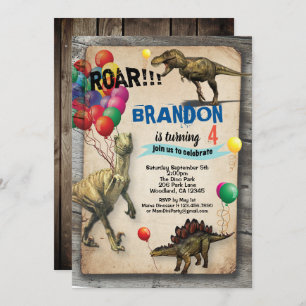 Invitation d'anniversaire Dinosaur rustique réalis