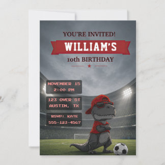 Invitation d'anniversaire Dinosaure de Football
