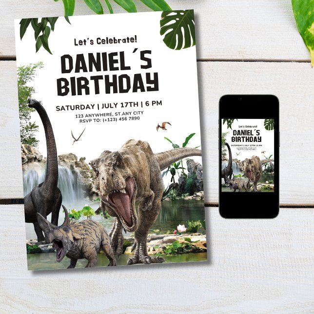 Invitation d'anniversaire dinosaure Fête d'anniver (Créateur téléchargé)