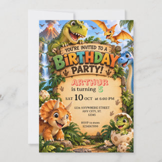 Invitation d'anniversaire dinosaure | Tout âge