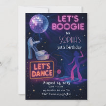 Invitation d'anniversaire Disco, Fête Boogie Edita