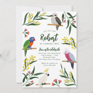 Invitation d'anniversaire d'oiseaux australiens