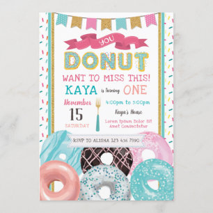 Invitation d'anniversaire Donut