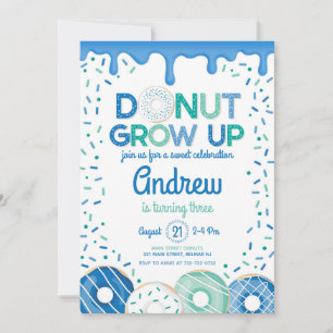 Invitation d'anniversaire Donut Grow Up Blue Boy