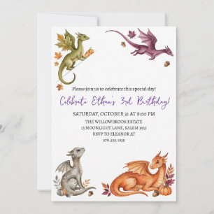Invitation d'anniversaire dragon aquarelle