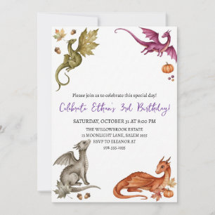 Invitation d'anniversaire dragon aquarelle