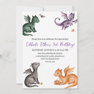 Invitation d'anniversaire dragon aquarelle
