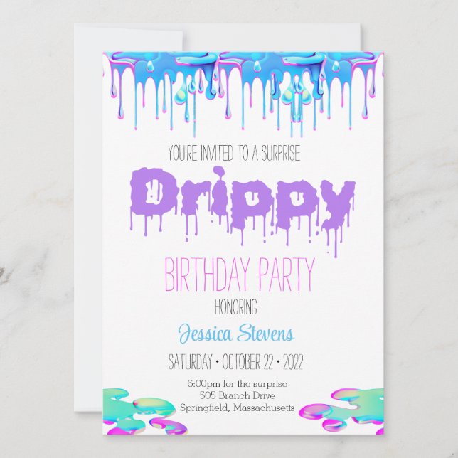 Invitation d'anniversaire Drippy (Devant)