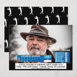 Invitation d'anniversaire drôle pour hommes Golf N