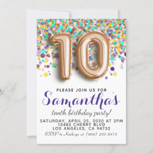 Invitation d'anniversaire du 10e Rose