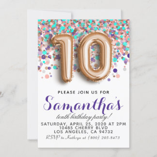 Invitation d'anniversaire du 10e Rose
