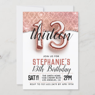 Invitation d'anniversaire du 13e Rose