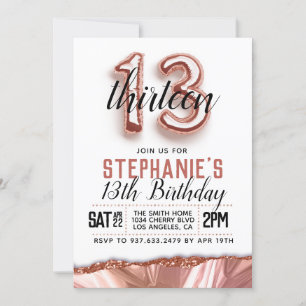 Invitation d'anniversaire du 13e Rose