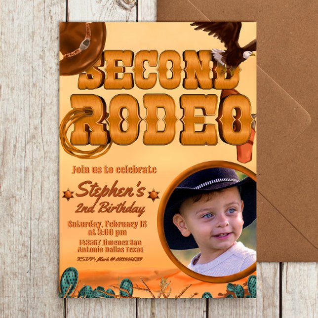 Invitation d'anniversaire du 2e Rodéo avec photo (Créateur téléchargé)