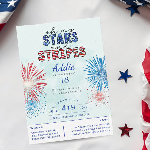 Invitation d'anniversaire du 4 juillet Étoiles et