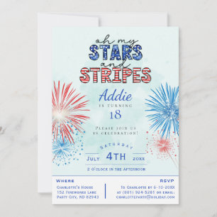 Invitation d'anniversaire du 4 juillet Étoiles et