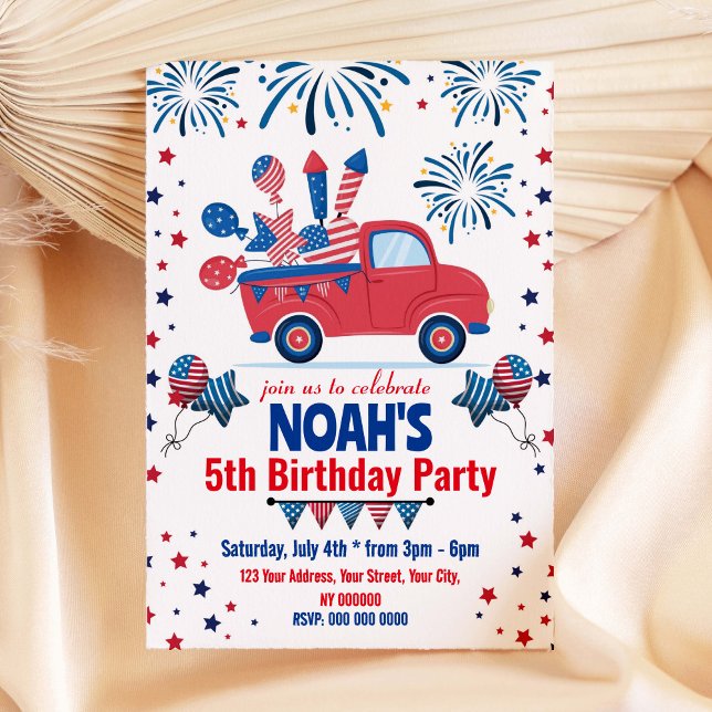 Invitation d'anniversaire du 4 juillet TOUT ÂGE (Créateur téléchargé)