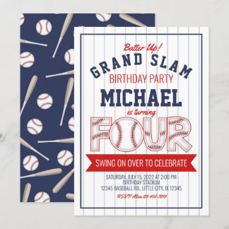 Invitation d'anniversaire du 4e baseball