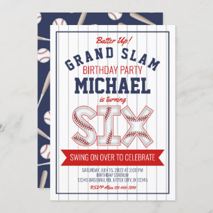 Invitation d'anniversaire du 6e baseball