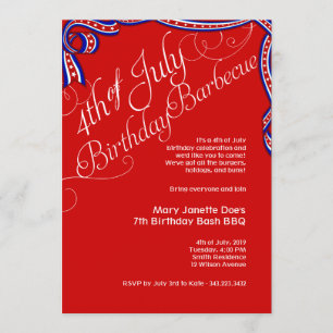 Invitation d'anniversaire du barbecue du 4 juillet