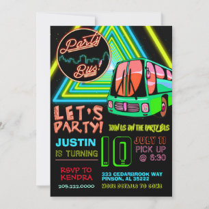 Invitation d'anniversaire du bus de fête