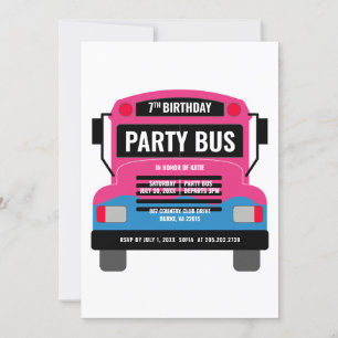 Invitation d'anniversaire du bus de fête