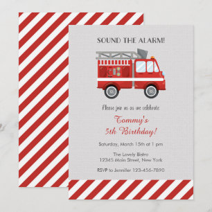 Invitation d'anniversaire du Camion d'incendie rou