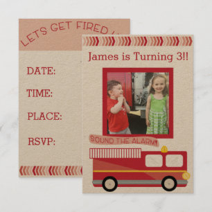 Invitation d'anniversaire du camion-feu