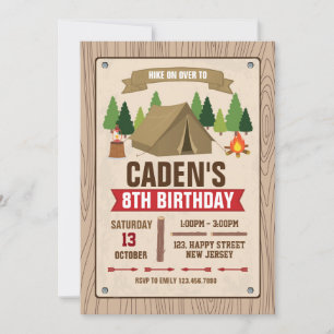 Invitation d'anniversaire du camping