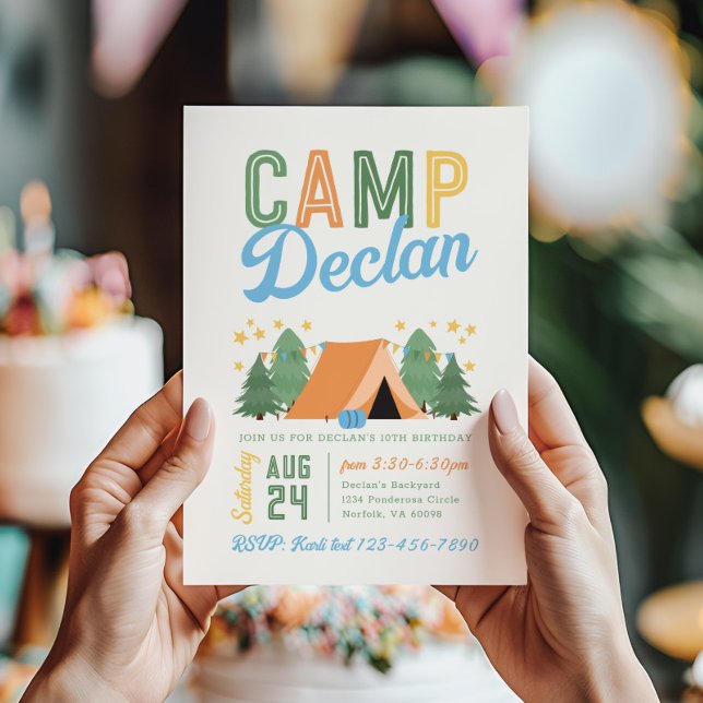 Invitation d'anniversaire du camping (Créateur téléchargé)