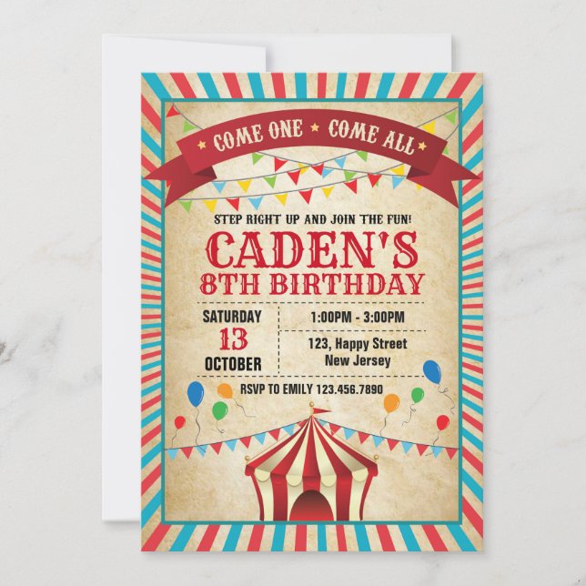 Invitation d'anniversaire du Carnaval (Devant)