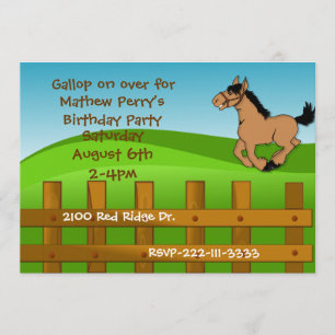 Invitation d'anniversaire du Cartoon Horse