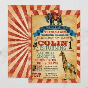 Invitation d'anniversaire du Cirque vintage