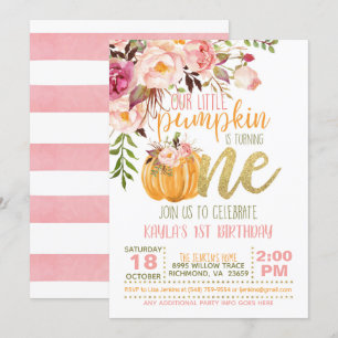 Invitation d'anniversaire du Citrouille floral - F