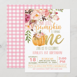 Invitation d'anniversaire du Citrouille floral - F