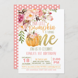 Invitation d'anniversaire du Citrouille floral - F