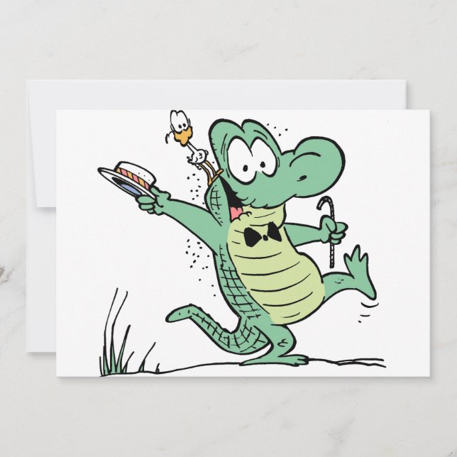 Invitation d'anniversaire du crocodile de marais (Devant)
