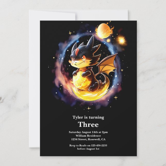 Invitation d'anniversaire du dragon (Devant)