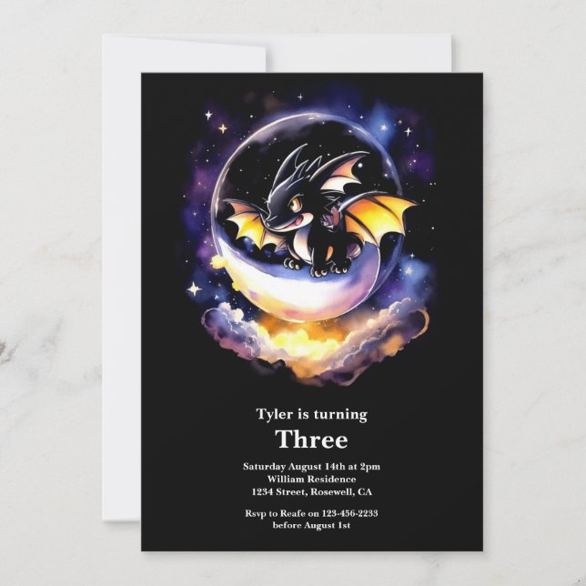 Invitation d'anniversaire du dragon (Devant)