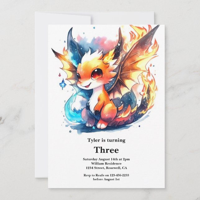 Invitation d'anniversaire du dragon (Devant)