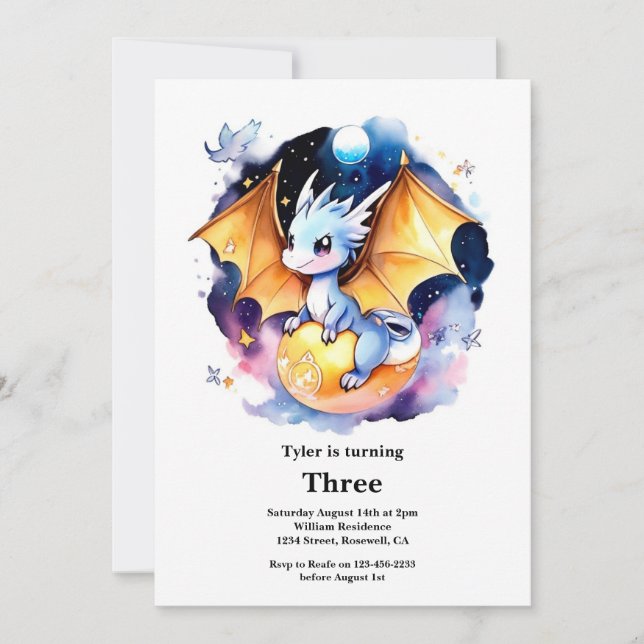 Invitation d'anniversaire du dragon (Devant)