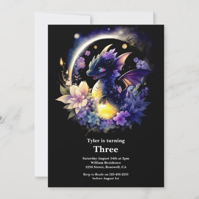 Invitation d'anniversaire du dragon (Devant)