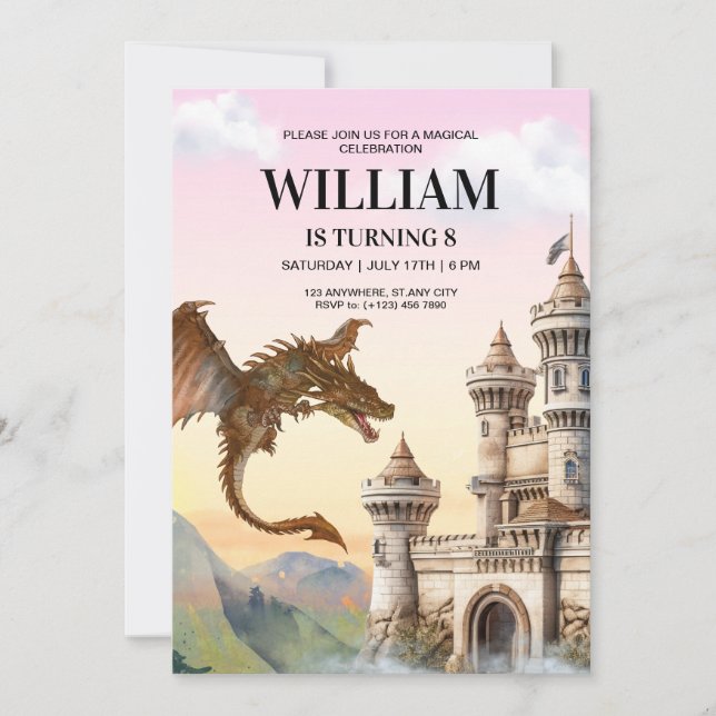 Invitation d'anniversaire du dragon, Anniversaire  (Devant)