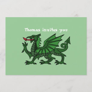 Invitation d'anniversaire du dragon vert