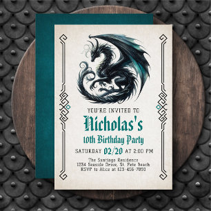 Invitation d'anniversaire du garçon dragon