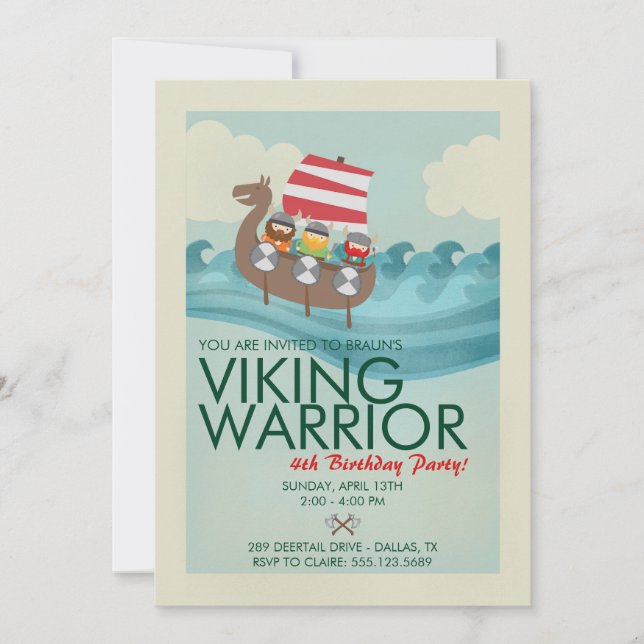Invitation d'anniversaire du guerrier viking (Devant)