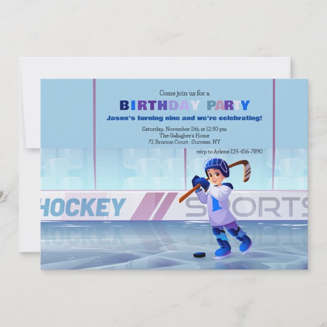 Invitation d'anniversaire du joueur de hockey (Devant)