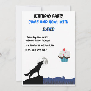 Invitation d'anniversaire du loup Come & "HOWL"