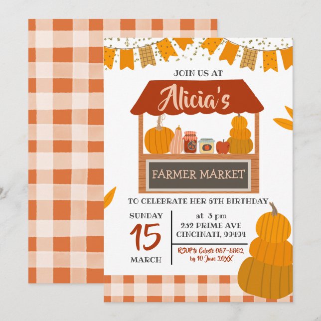 Invitation d'anniversaire du marché d'automne (Devant / Derrière)