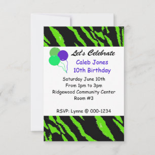 Invitation d'anniversaire du Motif de tigres noir 